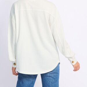 Womens White Button-Down Shirt with Gold Buttons